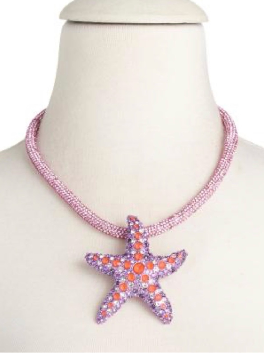 Betsey Johnson Pink and Orange Starfish Pendant Necklace - Picture 4 of 5